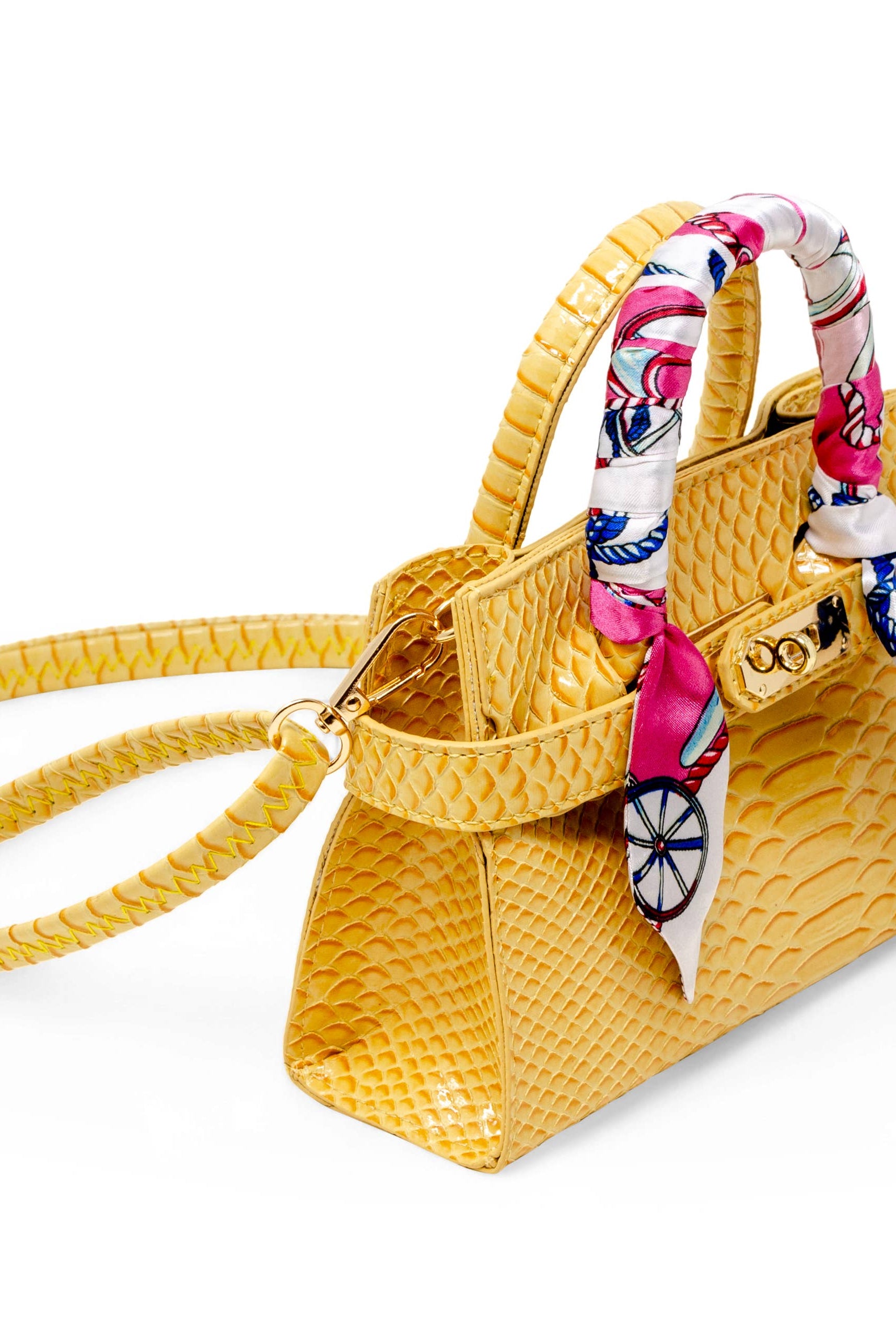 Tiny Treats and ZOMI GEMS Vivid Crocodile Scarf Handbag in Yellow-Kids Handbag-Tiny Treats and ZOMI GEMS-Deja Nu Boutique, Women's Fashion Boutique in Lampasas, Texas