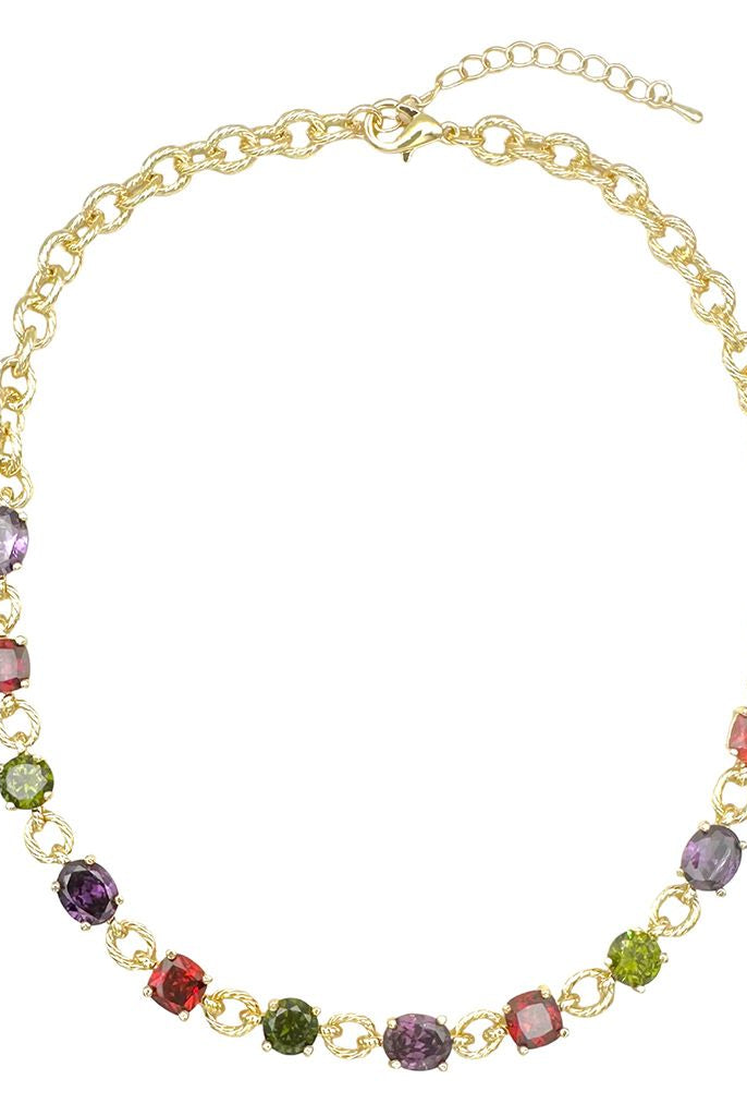 Fossick Multi Stone Gold Chain Necklace-Necklaces-Fossick-Deja Nu Boutique, Women's Fashion Boutique in Lampasas, Texas