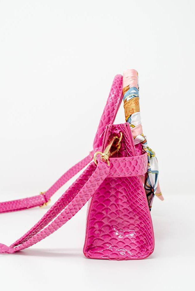 Tiny Treats and ZOMI GEMS Crocodile Scarf Handbag in Hot Pink-Kids Handbag-Tiny Treats and ZOMI GEMS-Deja Nu Boutique, Women's Fashion Boutique in Lampasas, Texas