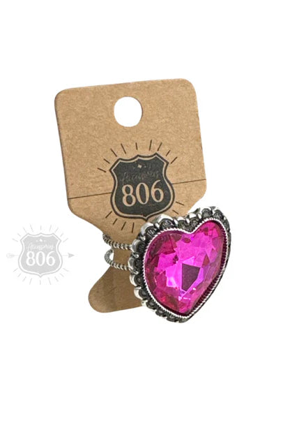 806 By Pink Panache Fuchsia Heart Valentine’s Ring-Rings-806 By Pink Panache-Deja Nu Boutique, Women's Fashion Boutique in Lampasas, Texas