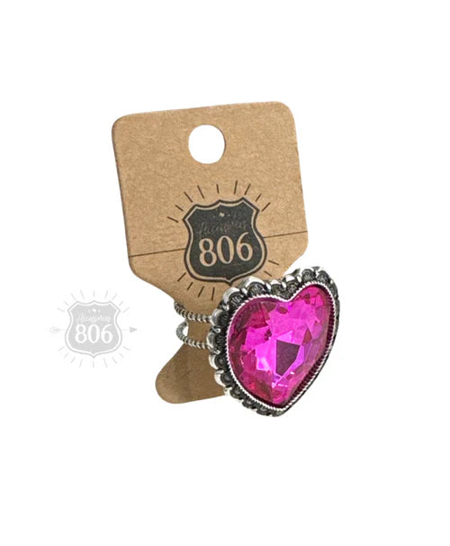 806 By Pink Panache Fuchsia Heart Valentine’s Ring-Rings-806 By Pink Panache-Deja Nu Boutique, Women's Fashion Boutique in Lampasas, Texas
