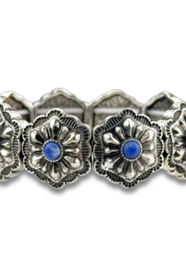 806 By Pink Panache Western Stamped Denim Stone Concho Bracelet-Bracelets-806 By Pink Panache-Deja Nu Boutique, Women's Fashion Boutique in Lampasas, Texas