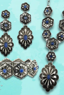 806 by Pink Panache Western Y Shape Denim Concho Necklace-Necklaces-806 By Pink Panache-Deja Nu Boutique, Women's Fashion Boutique in Lampasas, Texas