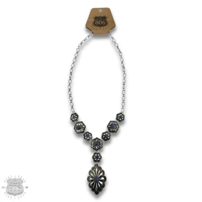 806 by Pink Panache Western Y Shape Denim Concho Necklace-Necklaces-806 By Pink Panache-Deja Nu Boutique, Women's Fashion Boutique in Lampasas, Texas