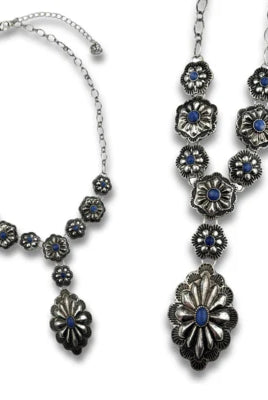 806 by Pink Panache Western Y Shape Denim Concho Necklace-Necklaces-806 By Pink Panache-Deja Nu Boutique, Women's Fashion Boutique in Lampasas, Texas