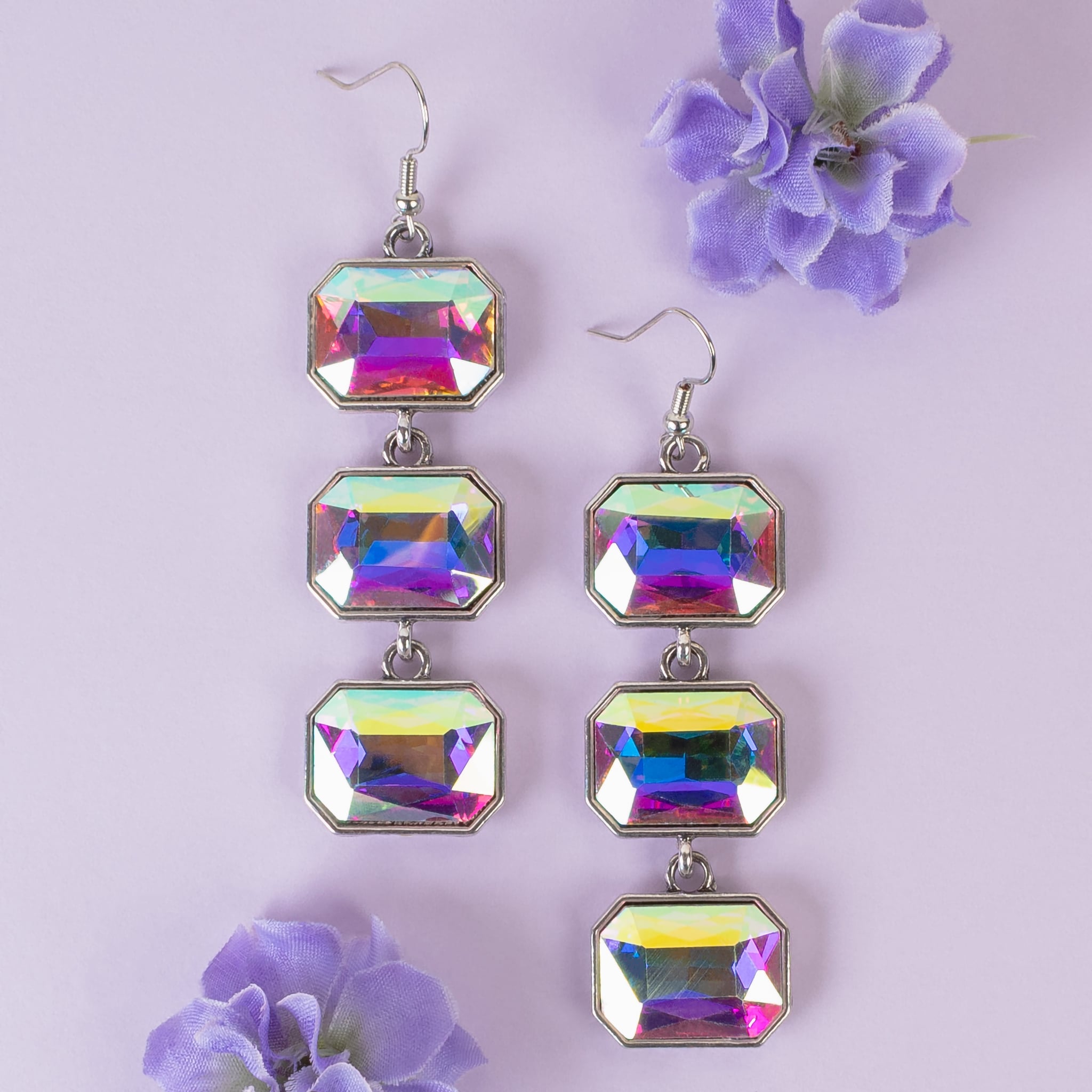 AB Crystal Chandelier Drop Earrings – Iridescent Statement Jewelry-Earrings-Deja Nu Tx-Deja Nu Boutique, Women's Fashion Boutique in Lampasas, Texas