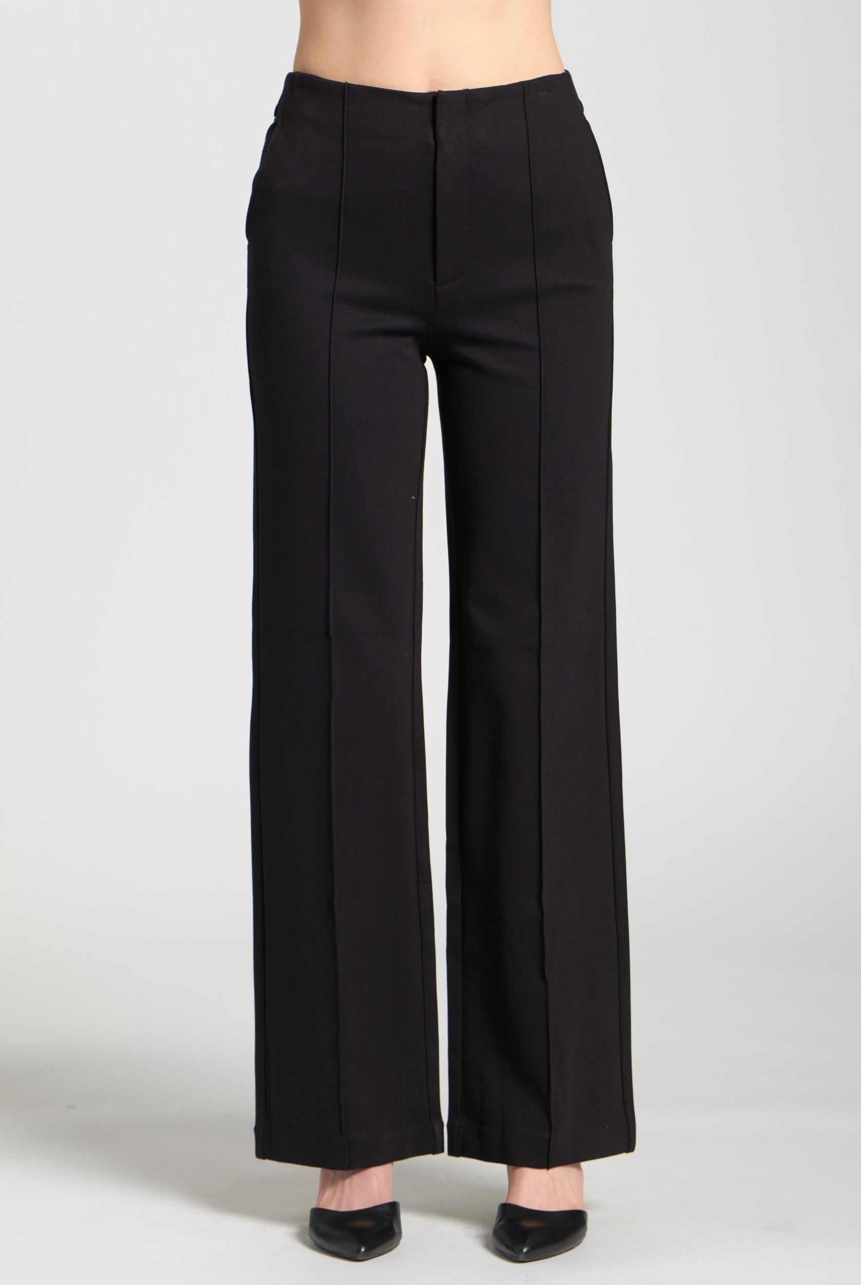 APNY Black Front Zip Pant with Pin-Tucked Leg-Bottoms-APNY-Deja Nu Boutique, Women's Fashion Boutique in Lampasas, Texas