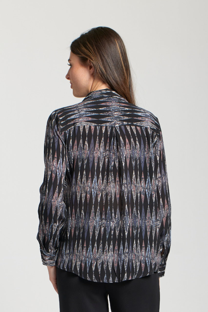 APNY Black Multi Button-Up Blouse with Roll-Up Sleeves-Tops-APNY-Deja Nu Boutique, Women's Fashion Boutique in Lampasas, Texas