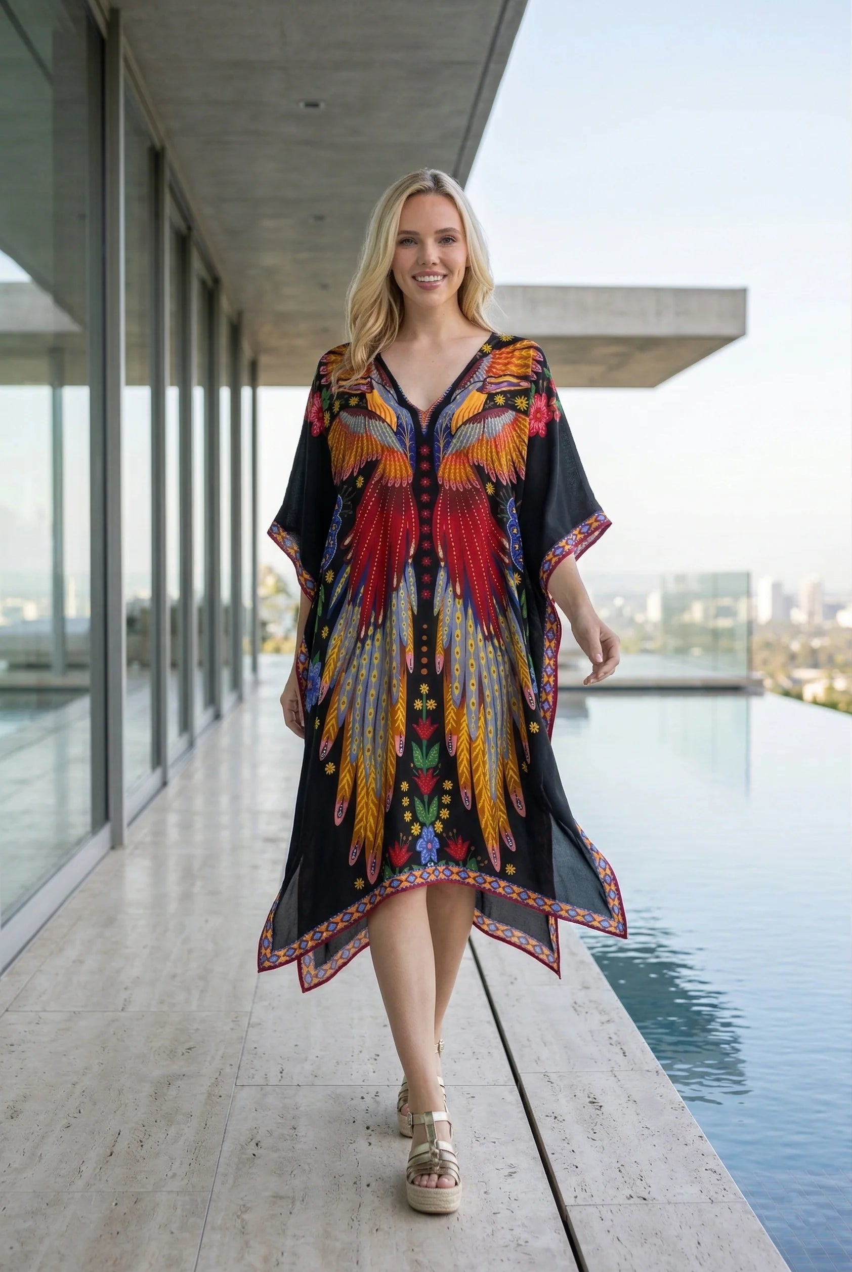APNY Boho Phoenix Kaftan Dress-Kaftan-APNY-Deja Nu Boutique, Women's Fashion Boutique in Lampasas, Texas