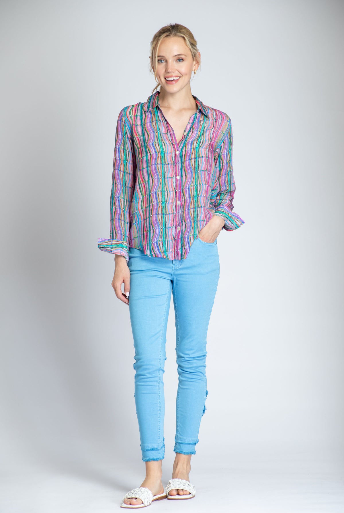 APNY Candle Wax Button-Front Shirt-Tops-APNY-Deja Nu Boutique, Women's Fashion Boutique in Lampasas, Texas
