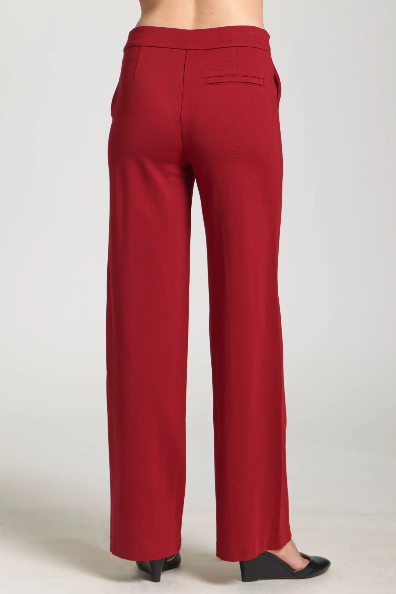 APNY Front Zip Pant with Pin Tucked Leg in Cherry Red-Bottoms-APNY-Deja Nu Boutique, Women's Fashion Boutique in Lampasas, Texas