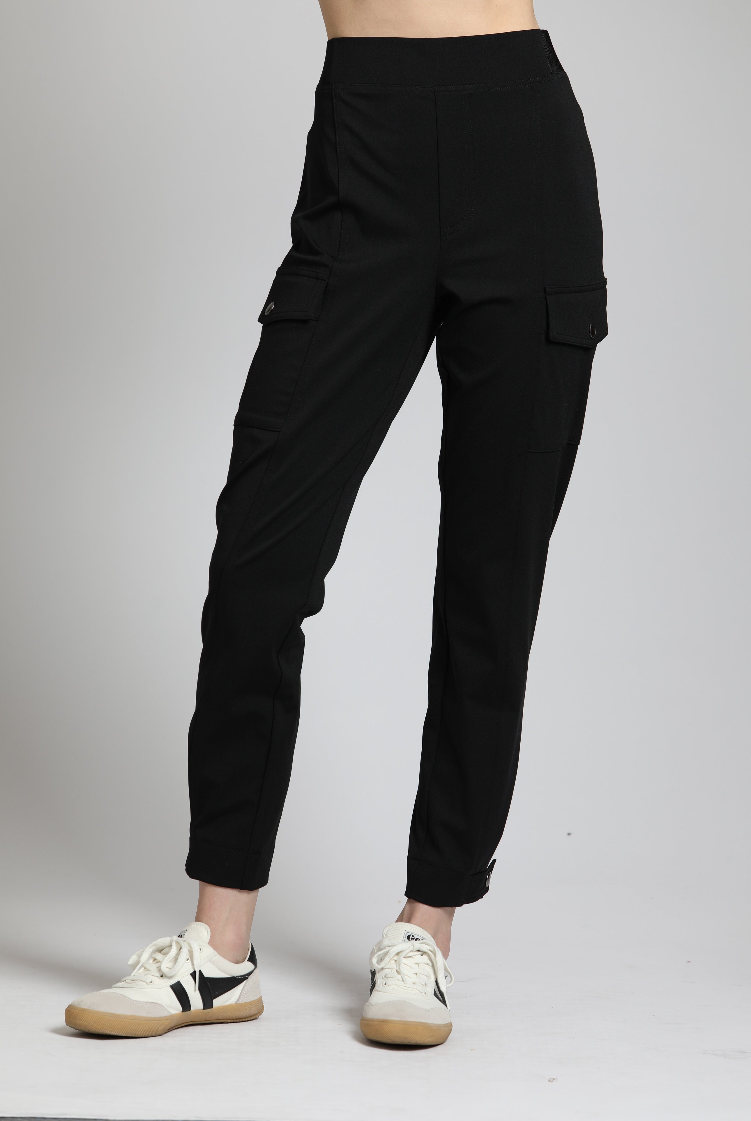 APNY Ponte Pull-On Cargo Pant In Black-Pants-APNY-Deja Nu Boutique, Women's Fashion Boutique in Lampasas, Texas