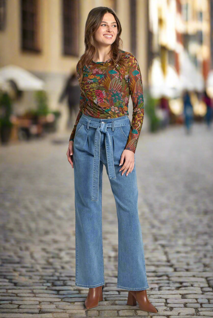 APNY Long Sleeve Mesh Top in Olive Multi A Sheer Floral Layering Tee-Tops-APNY-Deja Nu Boutique, Women's Fashion Boutique in Lampasas, Texas