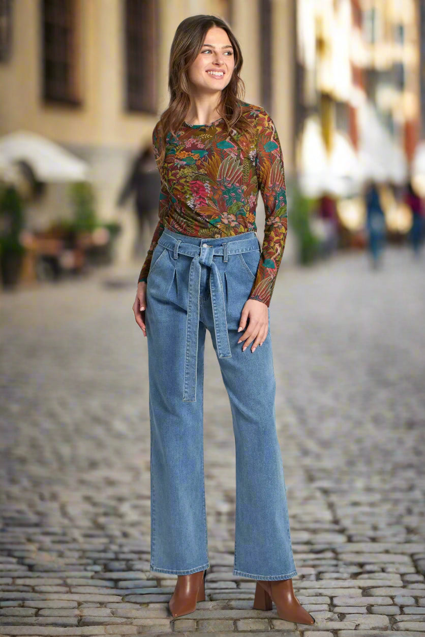 APNY Long Sleeve Mesh Top in Olive Multi A Sheer Floral Layering Tee-Tops-APNY-Deja Nu Boutique, Women's Fashion Boutique in Lampasas, Texas