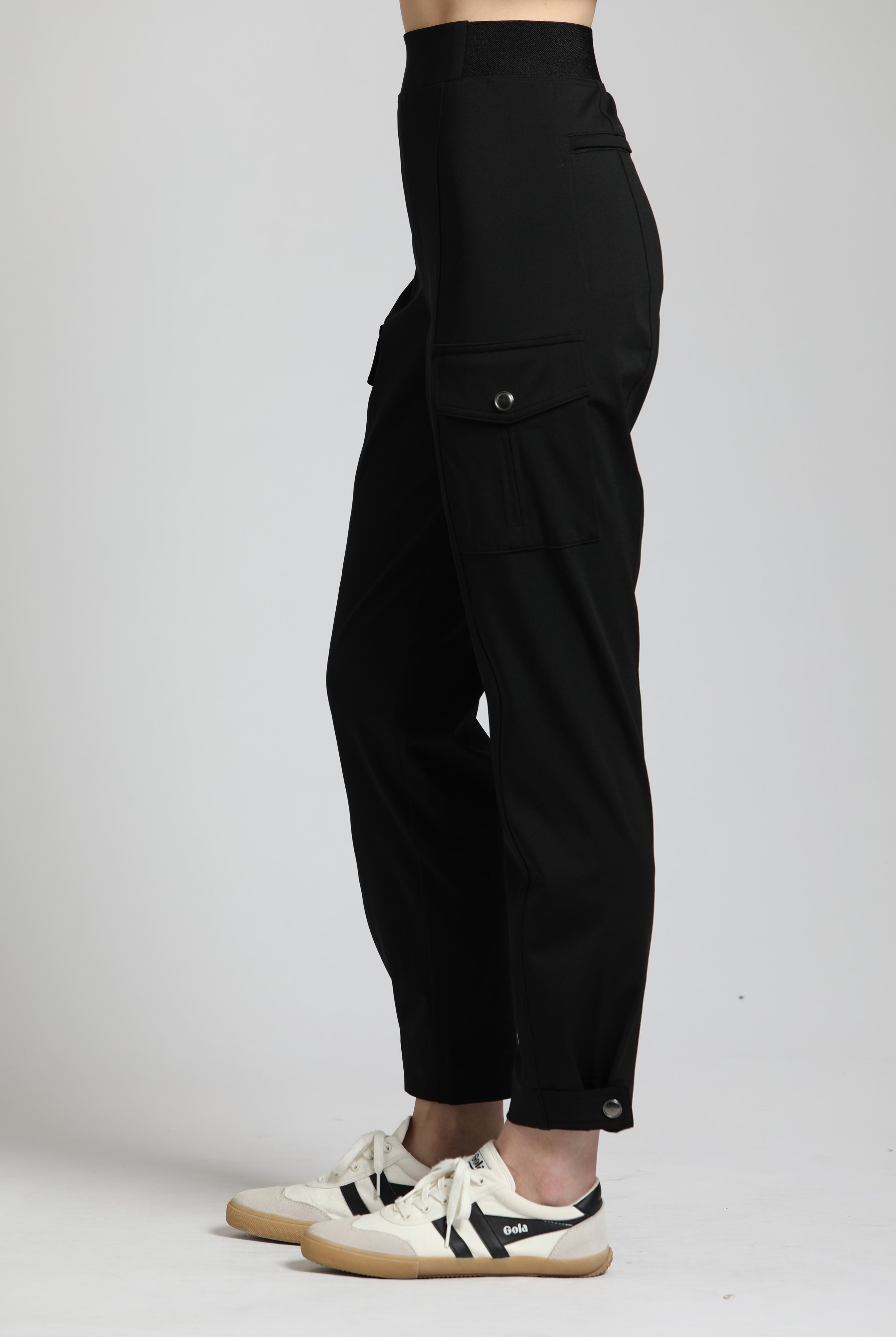 APNY Ponte Pull-On Cargo Pant In Black-Pants-APNY-Deja Nu Boutique, Women's Fashion Boutique in Lampasas, Texas