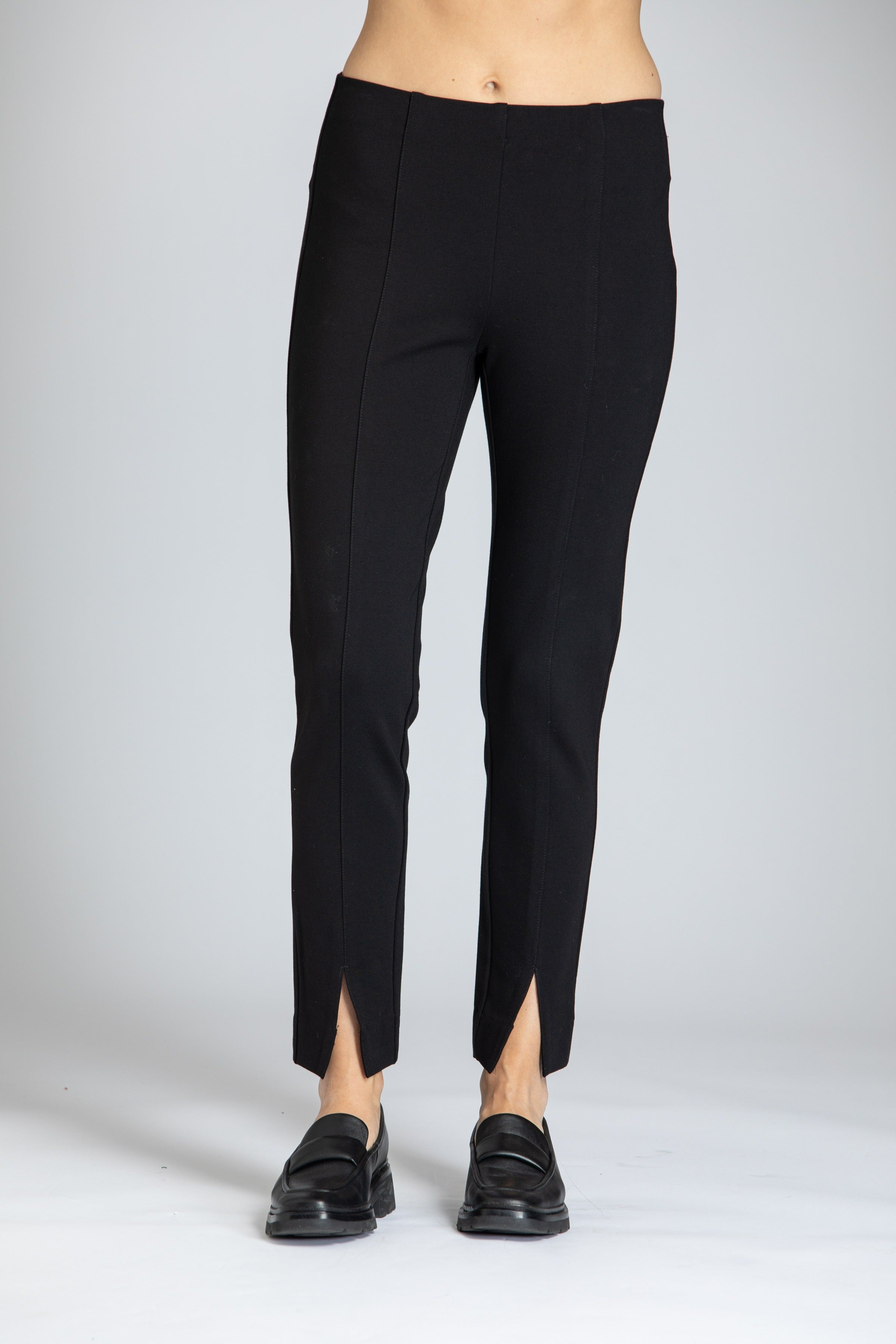 APNY Pull-On Ponte Pant With Split Hem In Black-Bottoms-APNY-Deja Nu Boutique, Women's Fashion Boutique in Lampasas, Texas