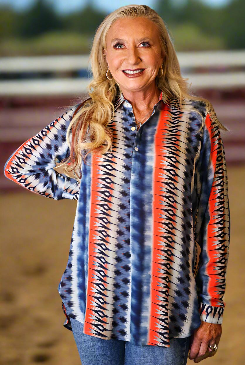 APNY Western Flair Half Button-Up Pullover Tunic-Tops-APNY-Deja Nu Boutique, Women's Fashion Boutique in Lampasas, Texas