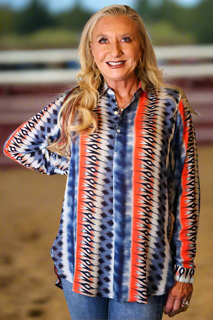 APNY Western Flair Half Button-Up Pullover Tunic-Tops-APNY-Deja Nu Boutique, Women's Fashion Boutique in Lampasas, Texas