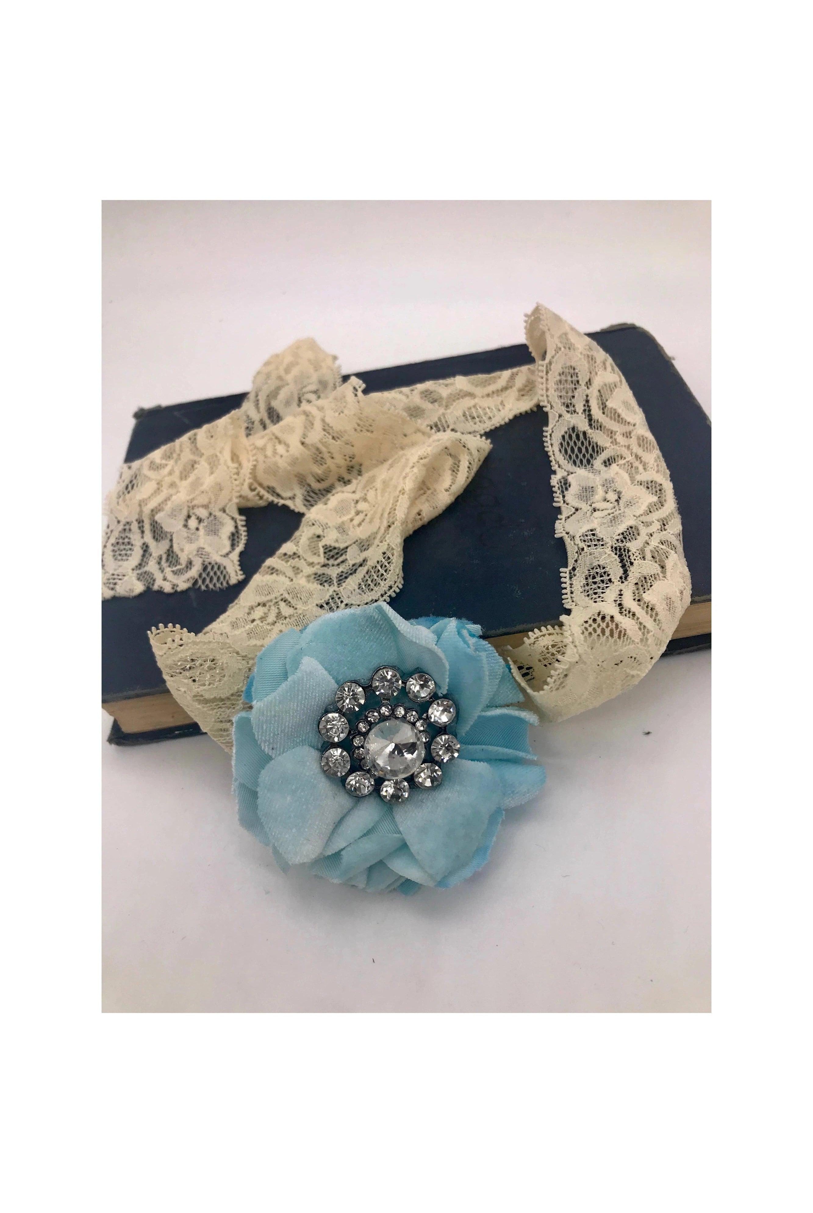 A Rare Bird Hand Dyed Light Blue Vintage Velvet Flower Slide-Tee Shirt Clips-A Rare Bird-Deja Nu Boutique, Women's Fashion Boutique in Lampasas, Texas