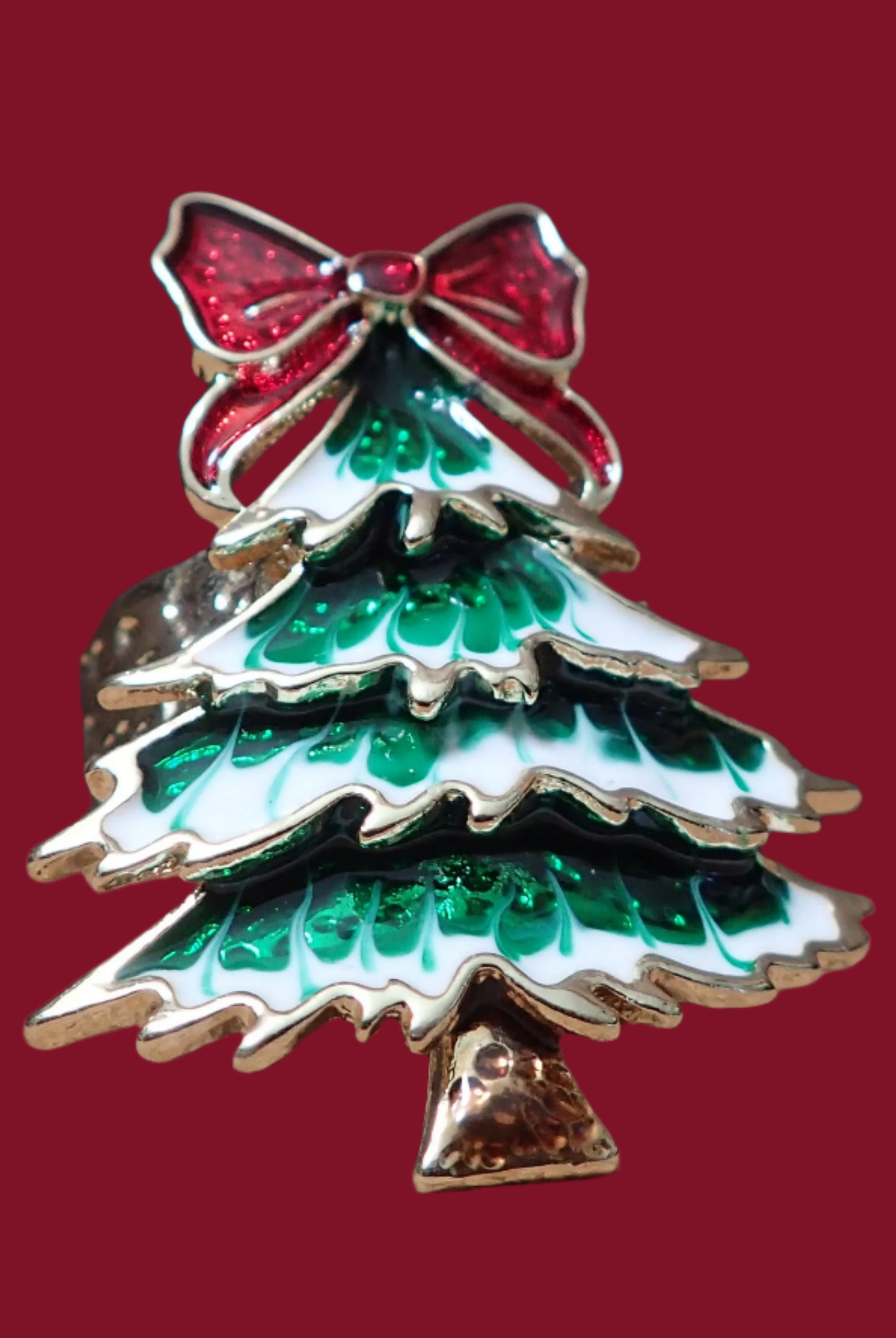 All That Glitterz Green Christmas Tree Statement Ring with Red Bow-Rings-All That Glitterz-Deja Nu Boutique, Women's Fashion Boutique in Lampasas, Texas