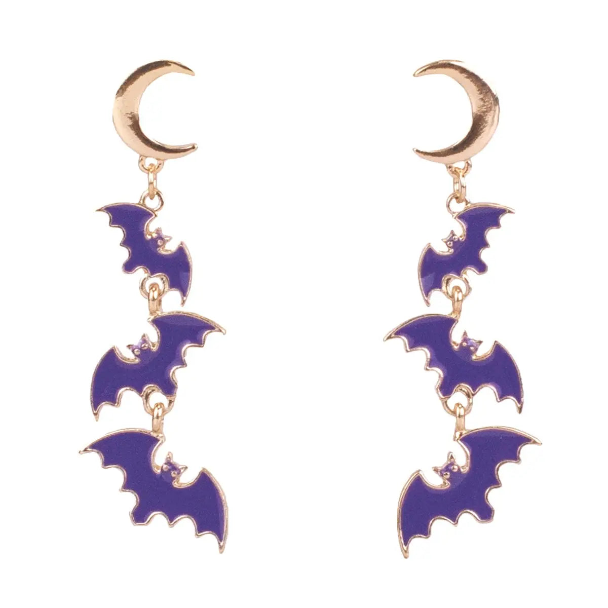 All That Glitterz Midnight Bat Drop Earrings – Purple & Gold-Earrings-All That Glitterz-Deja Nu Boutique, Women's Fashion Boutique in Lampasas, Texas