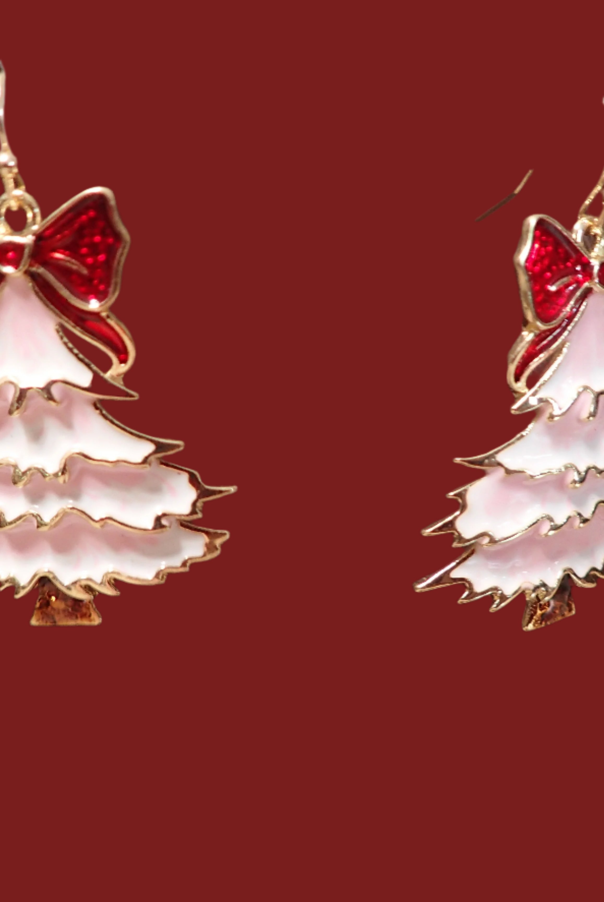 All That Glitterz Pink Enamel Christmas Tree Earrings with Red-Earrings-All That Glitterz-Deja Nu Boutique, Women's Fashion Boutique in Lampasas, Texas