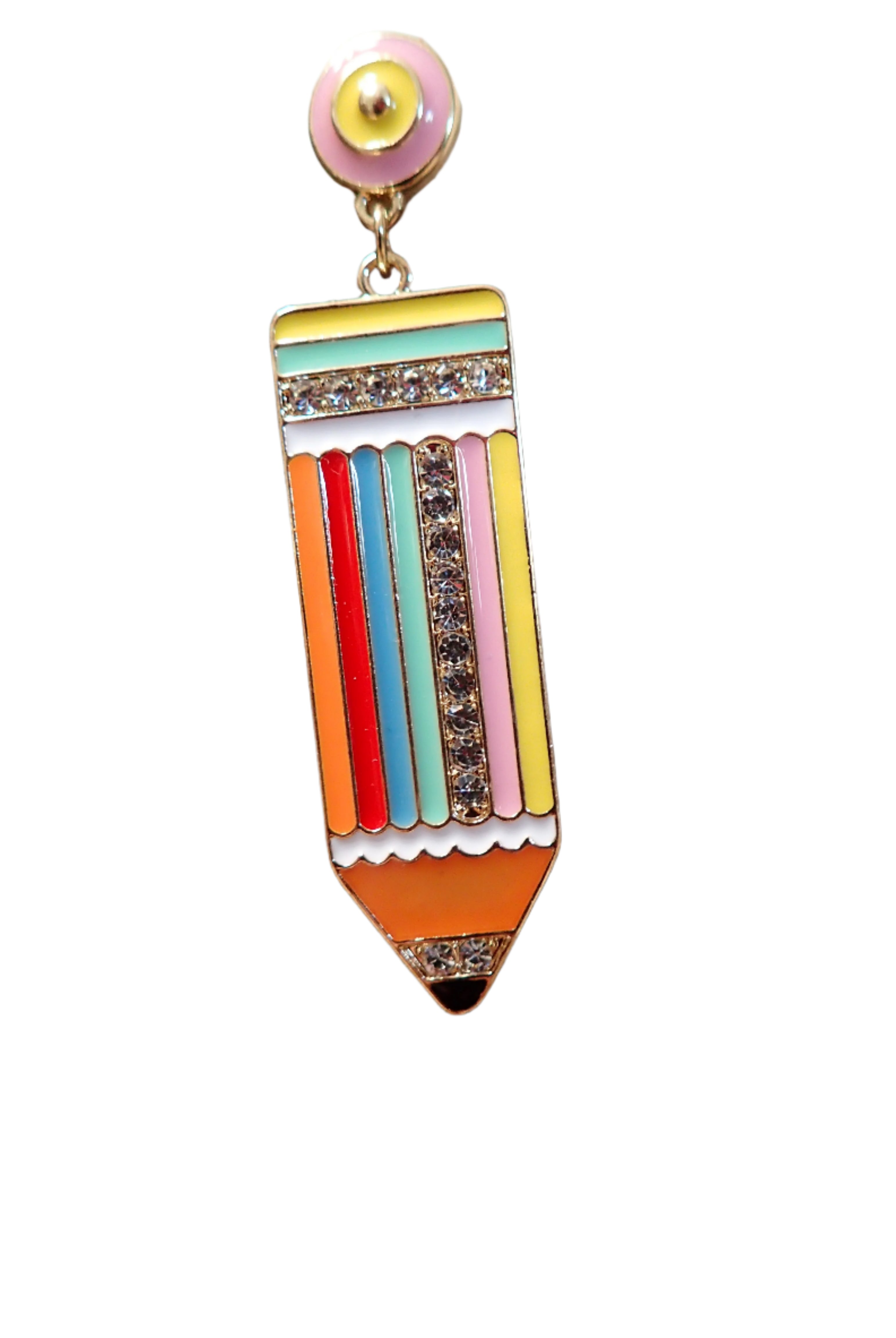 All That Glitterz Rainbow Pencil Dangle Earrings with Rhinestone Detail-Earrings-All That Glitterz-Deja Nu Boutique, Women's Fashion Boutique in Lampasas, Texas