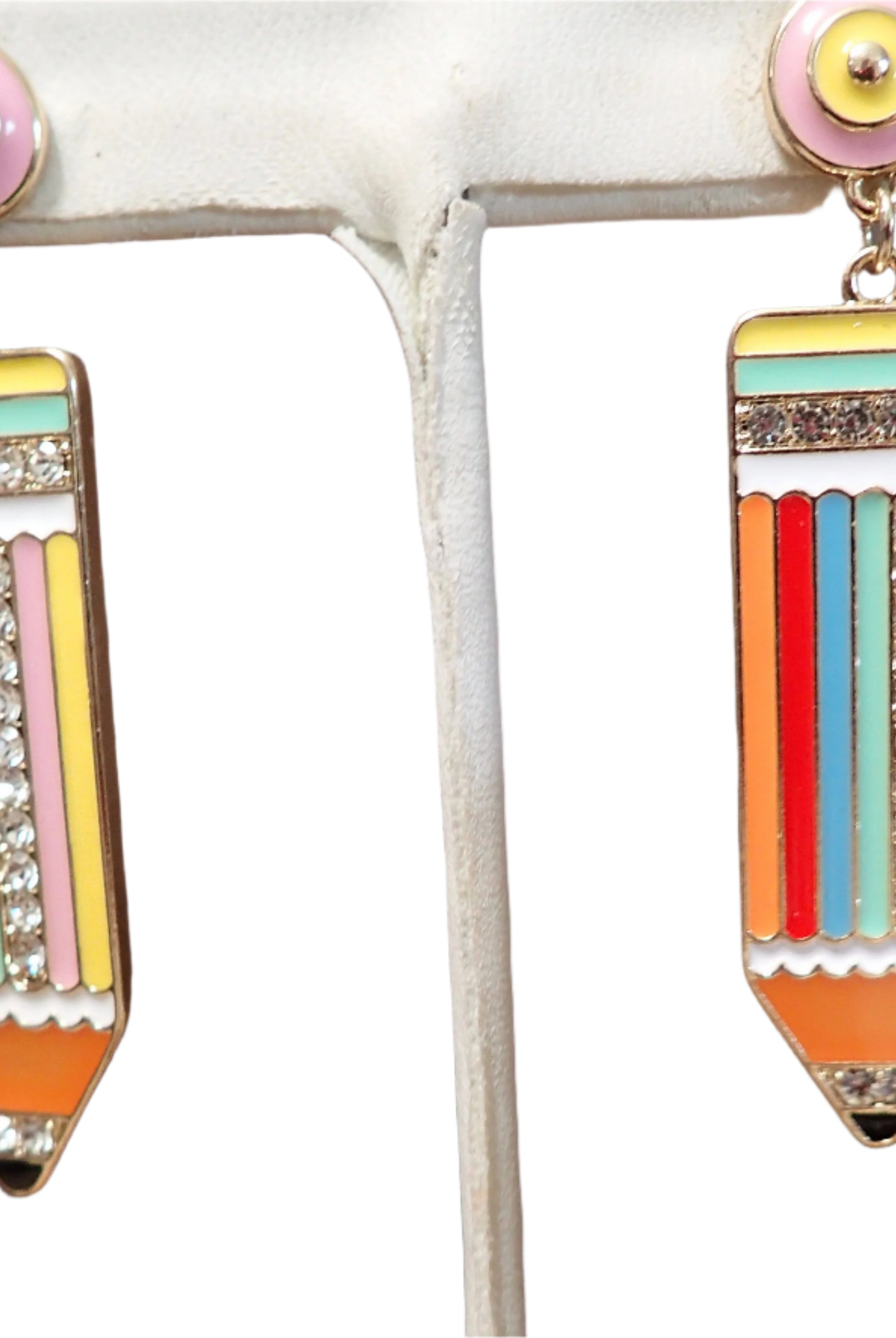 All That Glitterz Rainbow Pencil Dangle Earrings with Rhinestone Detail-Earrings-All That Glitterz-Deja Nu Boutique, Women's Fashion Boutique in Lampasas, Texas