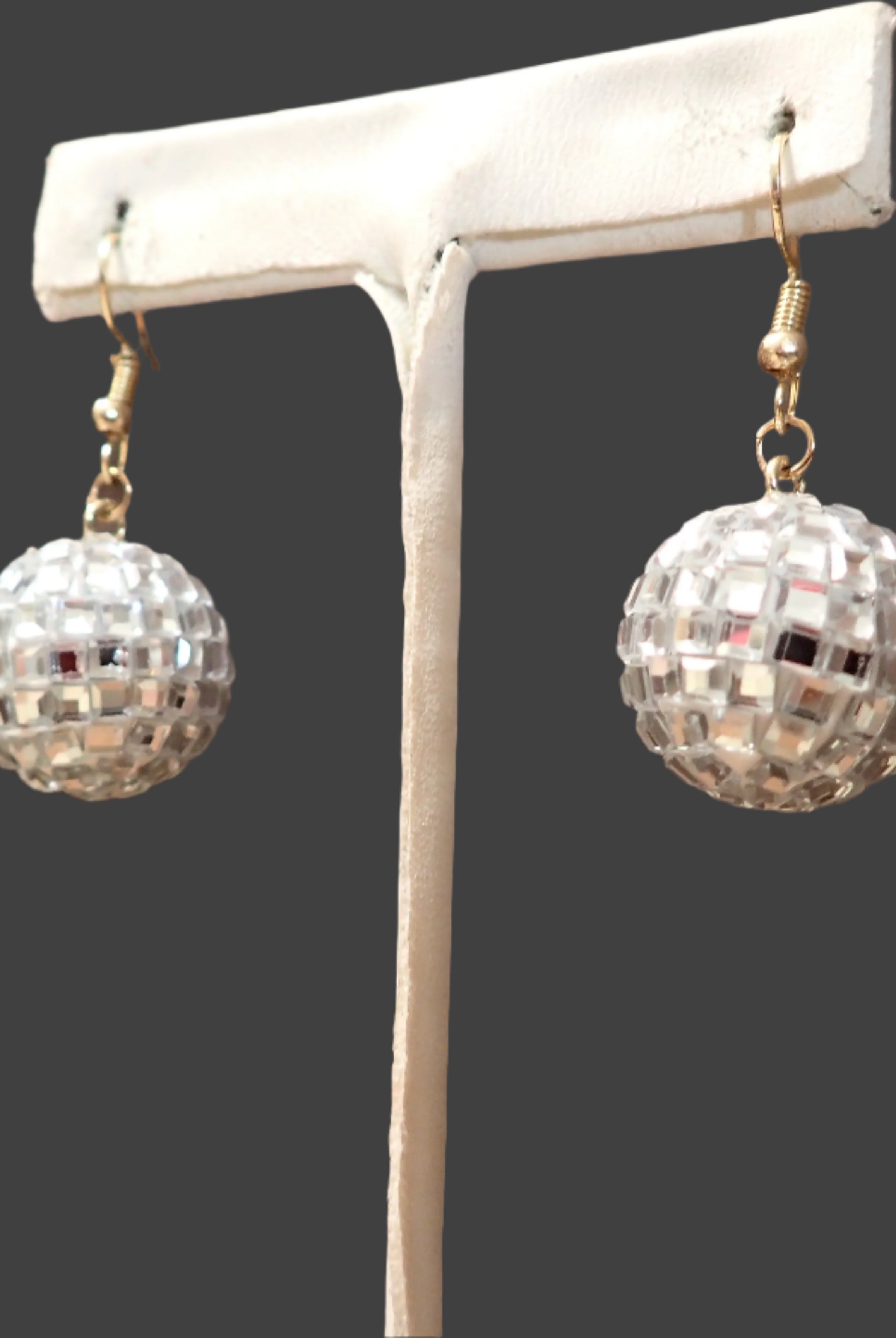 All That Glitterz Silver Disco Ball Drop Earrings-Earrings-All That Glitterz-Deja Nu Boutique, Women's Fashion Boutique in Lampasas, Texas