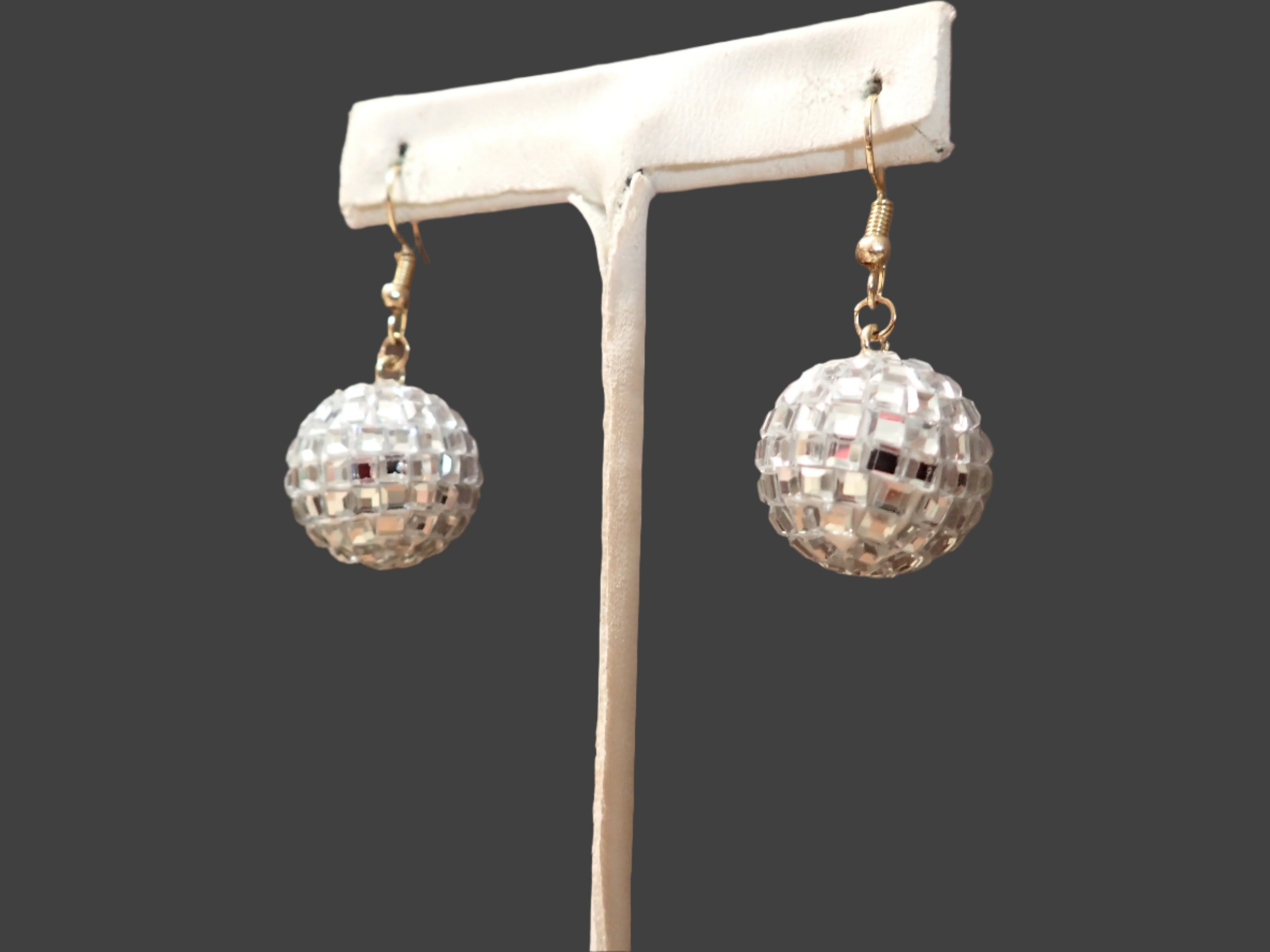 All That Glitterz Silver Disco Ball Drop Earrings-Earrings-All That Glitterz-Deja Nu Boutique, Women's Fashion Boutique in Lampasas, Texas