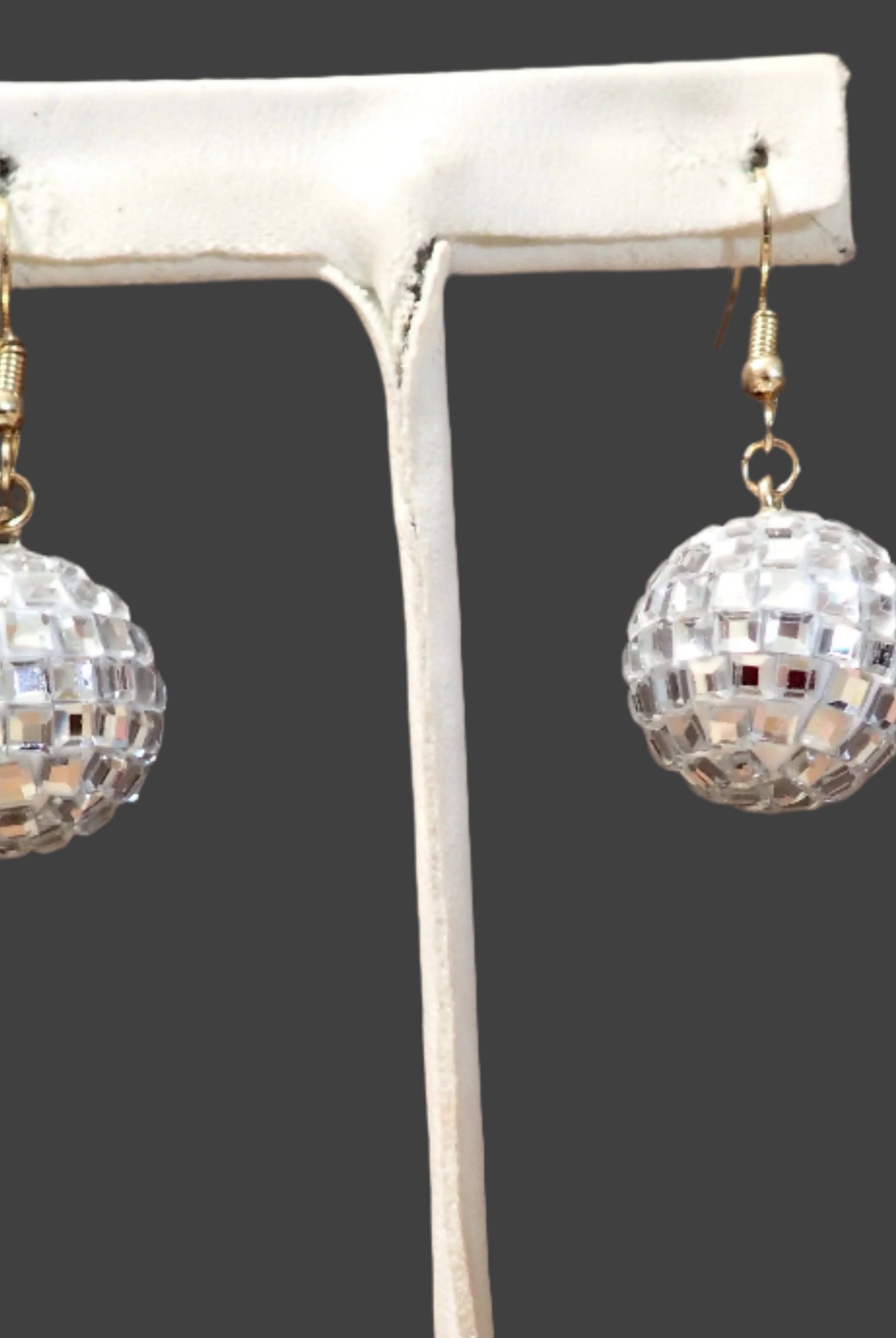 All That Glitterz Silver Disco Ball Drop Earrings-Earrings-All That Glitterz-Deja Nu Boutique, Women's Fashion Boutique in Lampasas, Texas