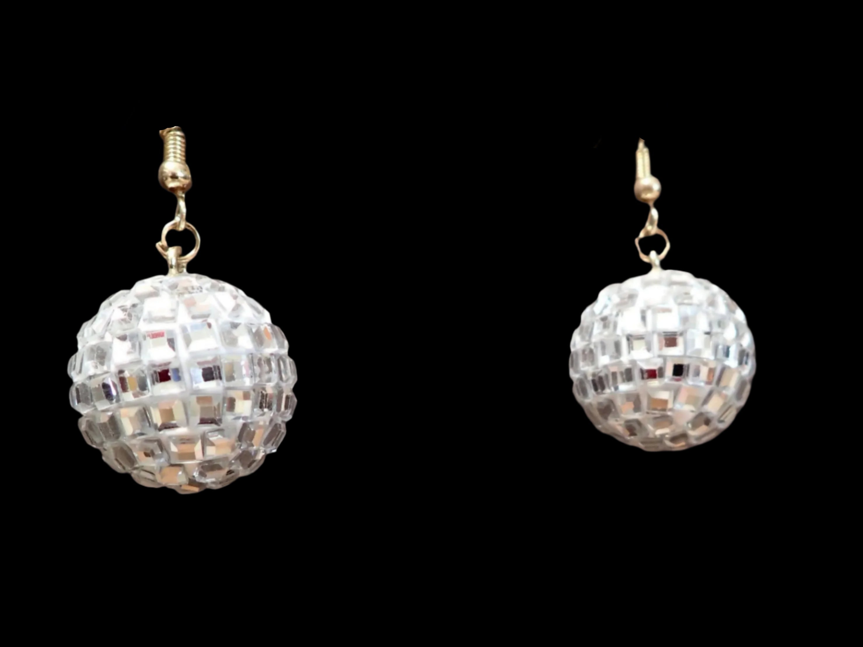 All That Glitterz Silver Disco Ball Drop Earrings-Earrings-All That Glitterz-Deja Nu Boutique, Women's Fashion Boutique in Lampasas, Texas