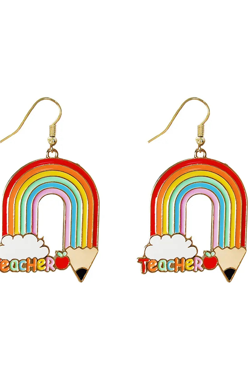 All That Glitterz Teacher Rainbow Pencil Epoxy Dangle Earrings-Earrings-All That Glitterz-Deja Nu Boutique, Women's Fashion Boutique in Lampasas, Texas