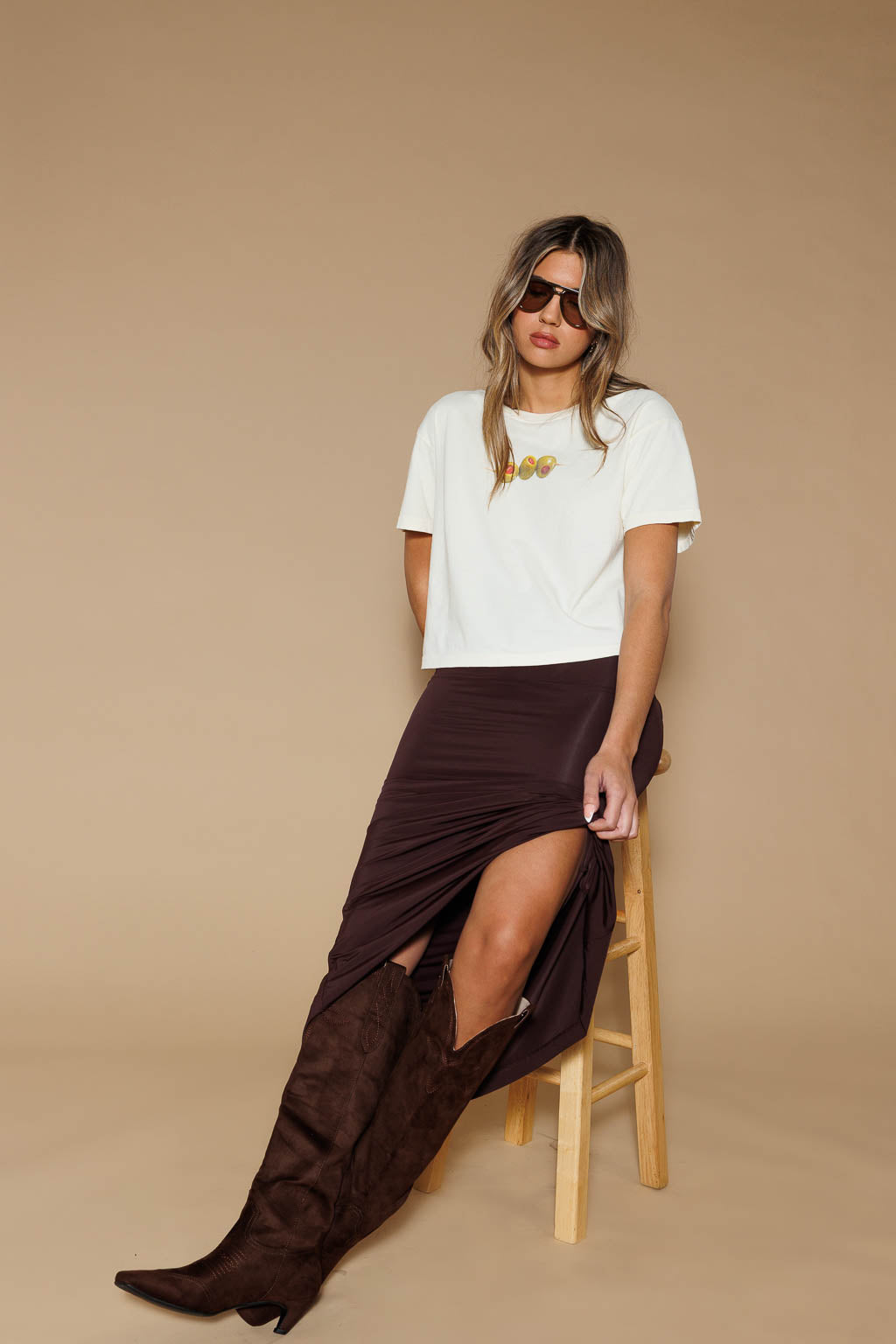 All Us OLIVE CROPPED TEE in Butter-T-Shirts-All Us-Deja Nu Boutique, Women's Fashion Boutique in Lampasas, Texas