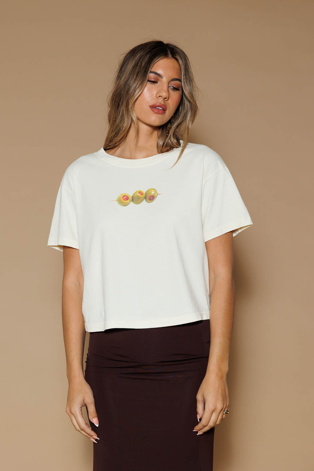 All Us OLIVE CROPPED TEE in Butter-T-Shirts-All Us-Deja Nu Boutique, Women's Fashion Boutique in Lampasas, Texas