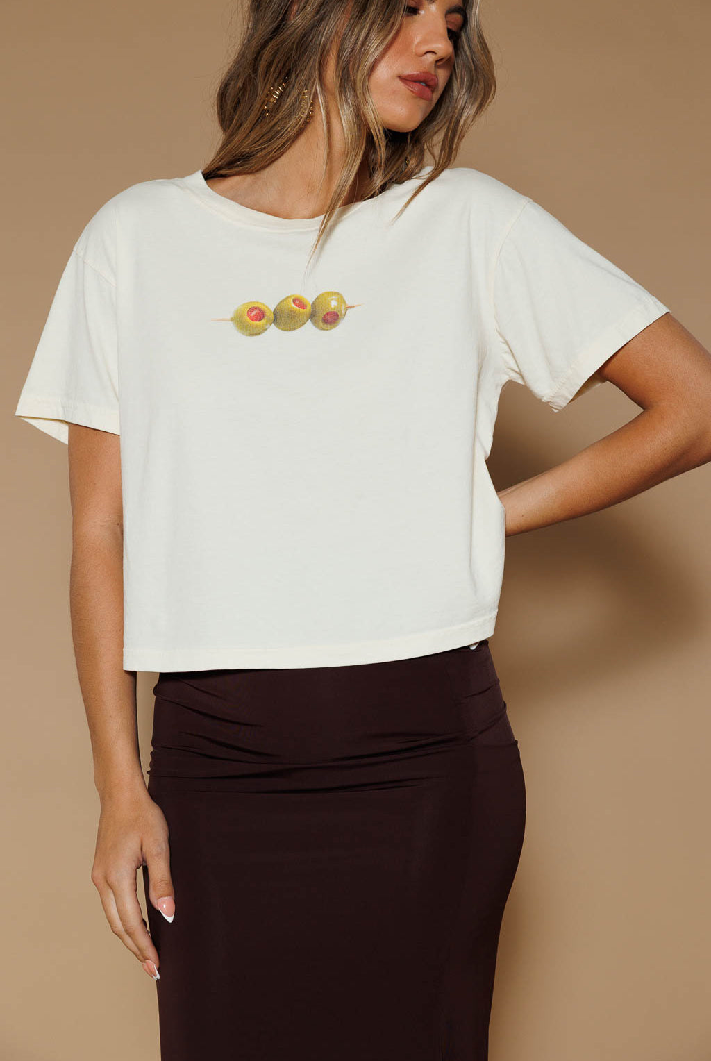 All Us OLIVE CROPPED TEE in Butter-T-Shirts-All Us-Deja Nu Boutique, Women's Fashion Boutique in Lampasas, Texas