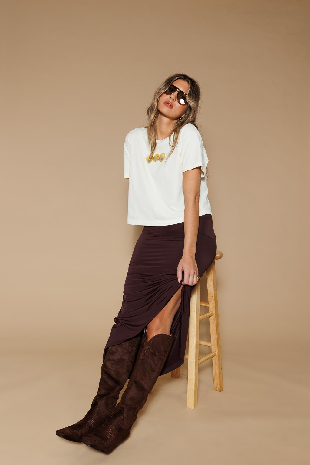 All Us OLIVE CROPPED TEE in Butter-T-Shirts-All Us-Deja Nu Boutique, Women's Fashion Boutique in Lampasas, Texas