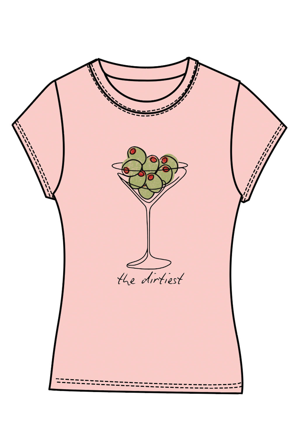 All Us “The Dirtiest” Dirty Martini Babe Tee in Pink-T-Shirts-All Us-Deja Nu Boutique, Women's Fashion Boutique in Lampasas, Texas