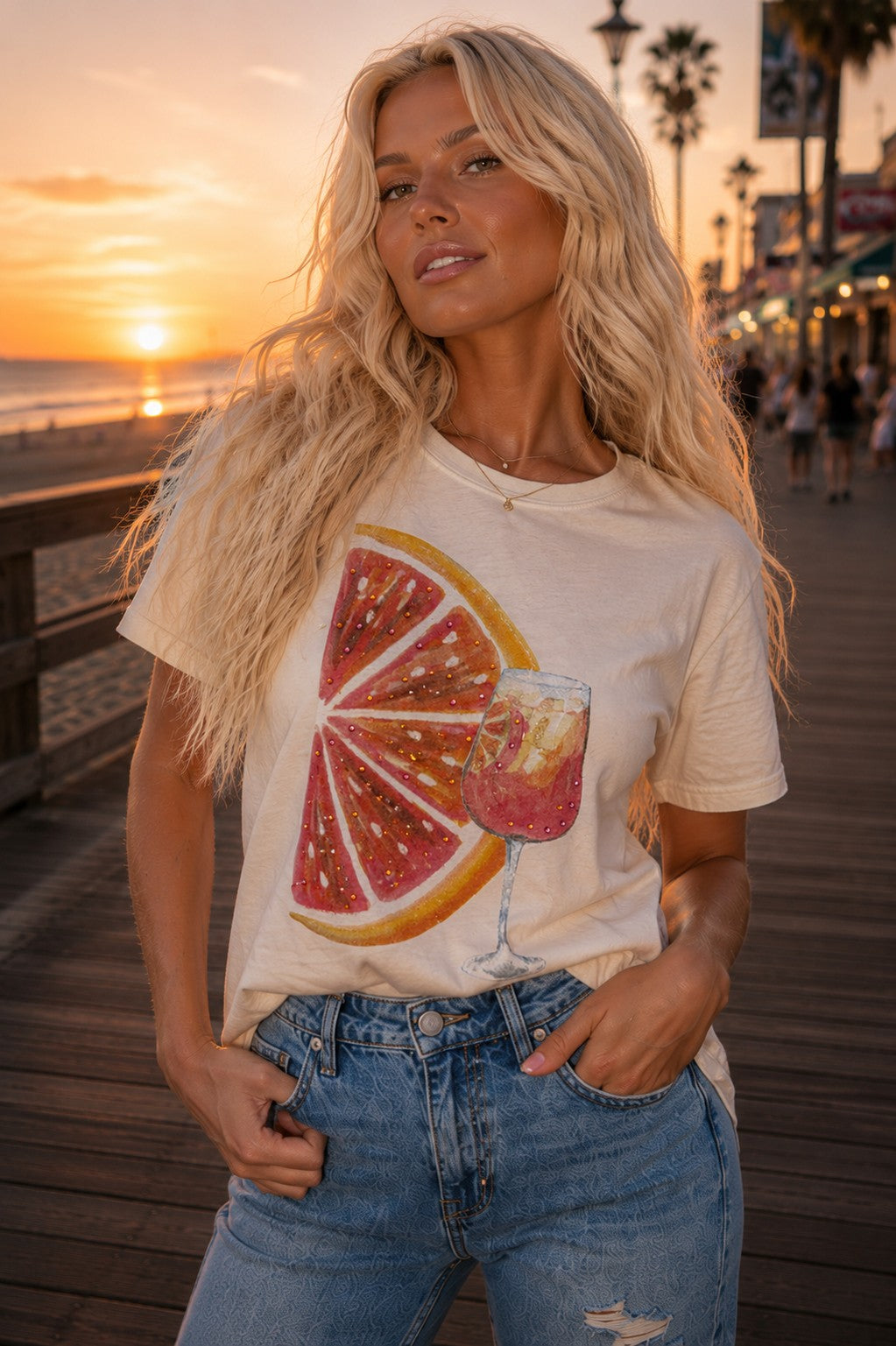 All Us Aperol Slice Big Boy Tee-T-Shirts-All Us-Deja Nu Boutique, Women's Fashion Boutique in Lampasas, Texas