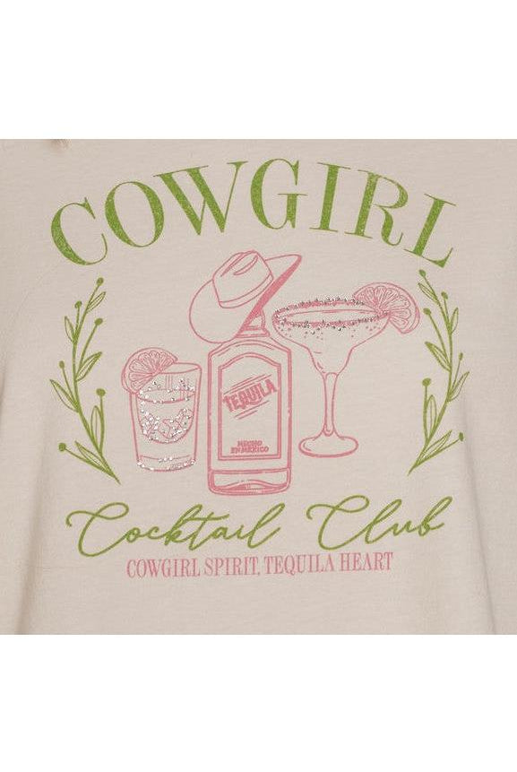All Us Cowgirl Cocktail Club Rhinestone Hi-Low Tee in Natural-Graphic Tees-All Us-Deja Nu Boutique, Women's Fashion Boutique in Lampasas, Texas