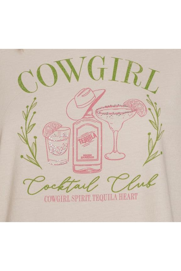All Us Cowgirl Cocktail Club Rhinestone Hi-Low Tee in Natural-Graphic Tees-All Us-Deja Nu Boutique, Women's Fashion Boutique in Lampasas, Texas