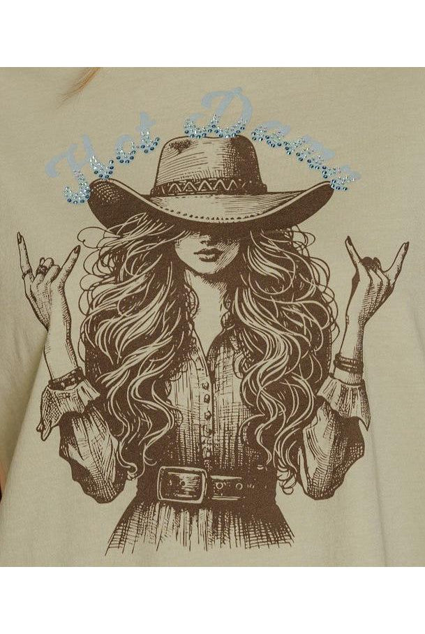 All Us Hot Damn Rhinestone Wide Boy Tee In Pistachio-Graphic Tees-All Us-Deja Nu Boutique, Women's Fashion Boutique in Lampasas, Texas