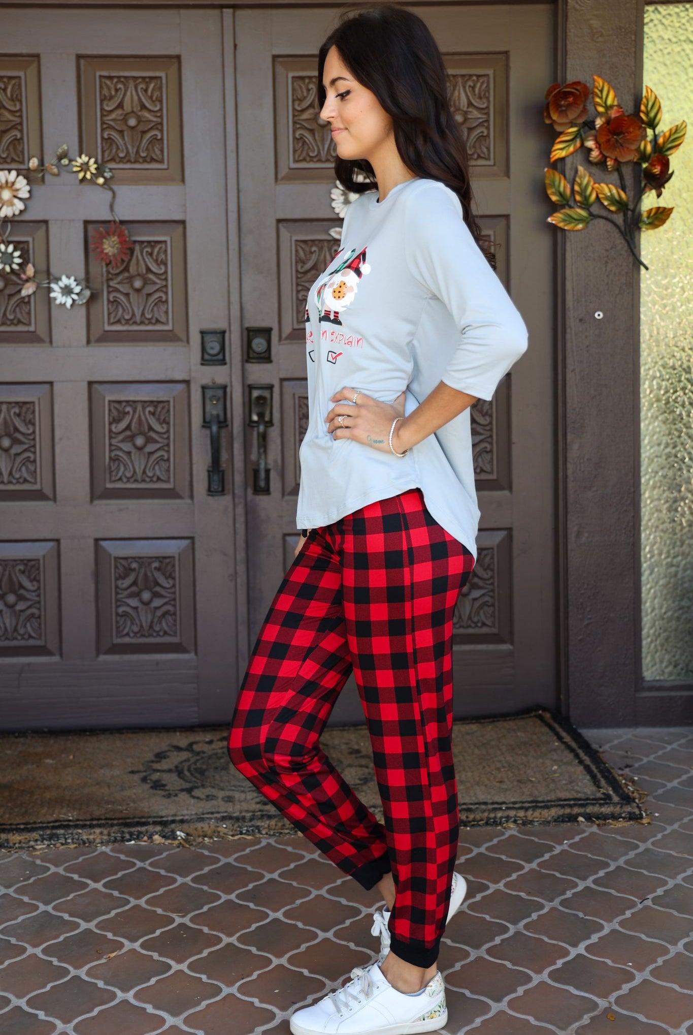 Amanda Blu & Co Christmas Gnome Naughty, Nice And I Can Explain Ladies Pajama Jogger Set-Sleepwear-Amanda Blu & Co-Deja Nu Boutique, Women's Fashion Boutique in Lampasas, Texas