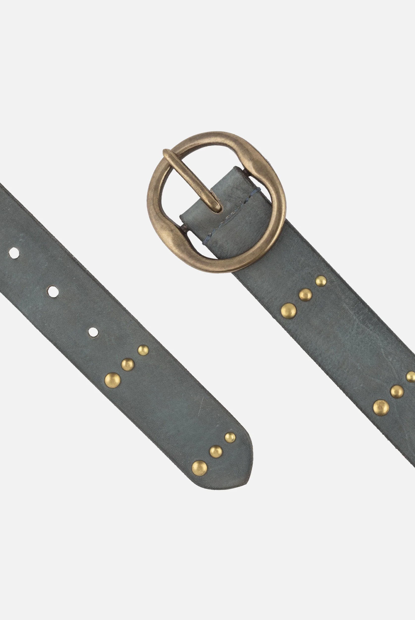 Amsterdam Heritage Dion Light Grey Round Buckle Leather Studded Belt-Belts-Amsterdam Heritage-Deja Nu Boutique, Women's Fashion Boutique in Lampasas, Texas