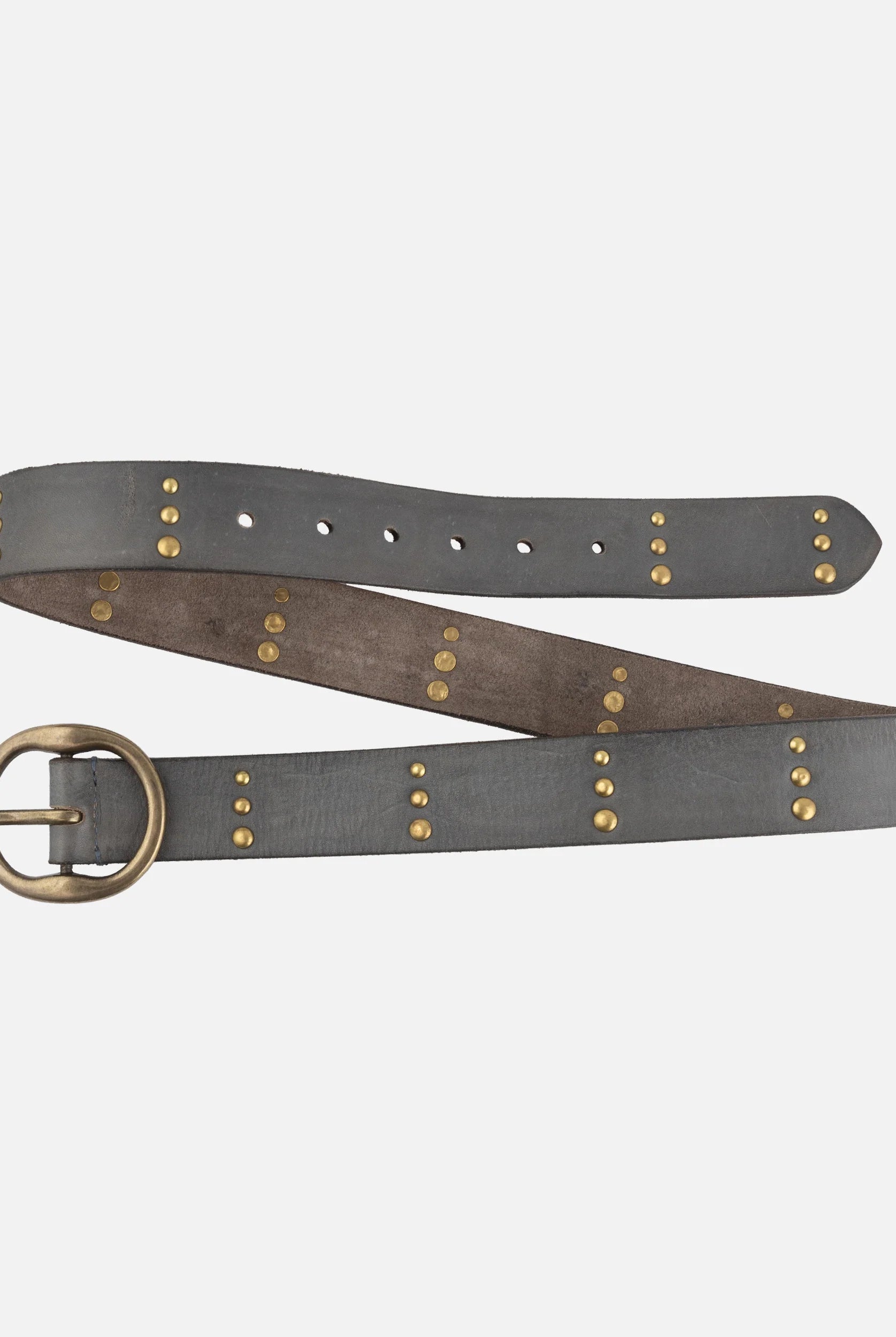 Amsterdam Heritage Dion Light Grey Round Buckle Leather Studded Belt-Belts-Amsterdam Heritage-Deja Nu Boutique, Women's Fashion Boutique in Lampasas, Texas