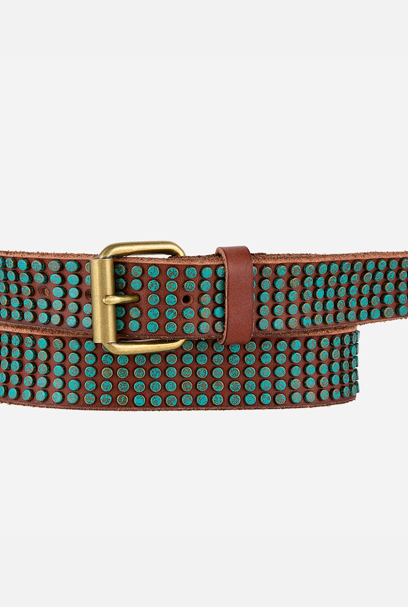 Amsterdam Heritage Eden Cognac Studded Bohemian Leather Belt-Belts-Amsterdam Heritage-Deja Nu Boutique, Women's Fashion Boutique in Lampasas, Texas