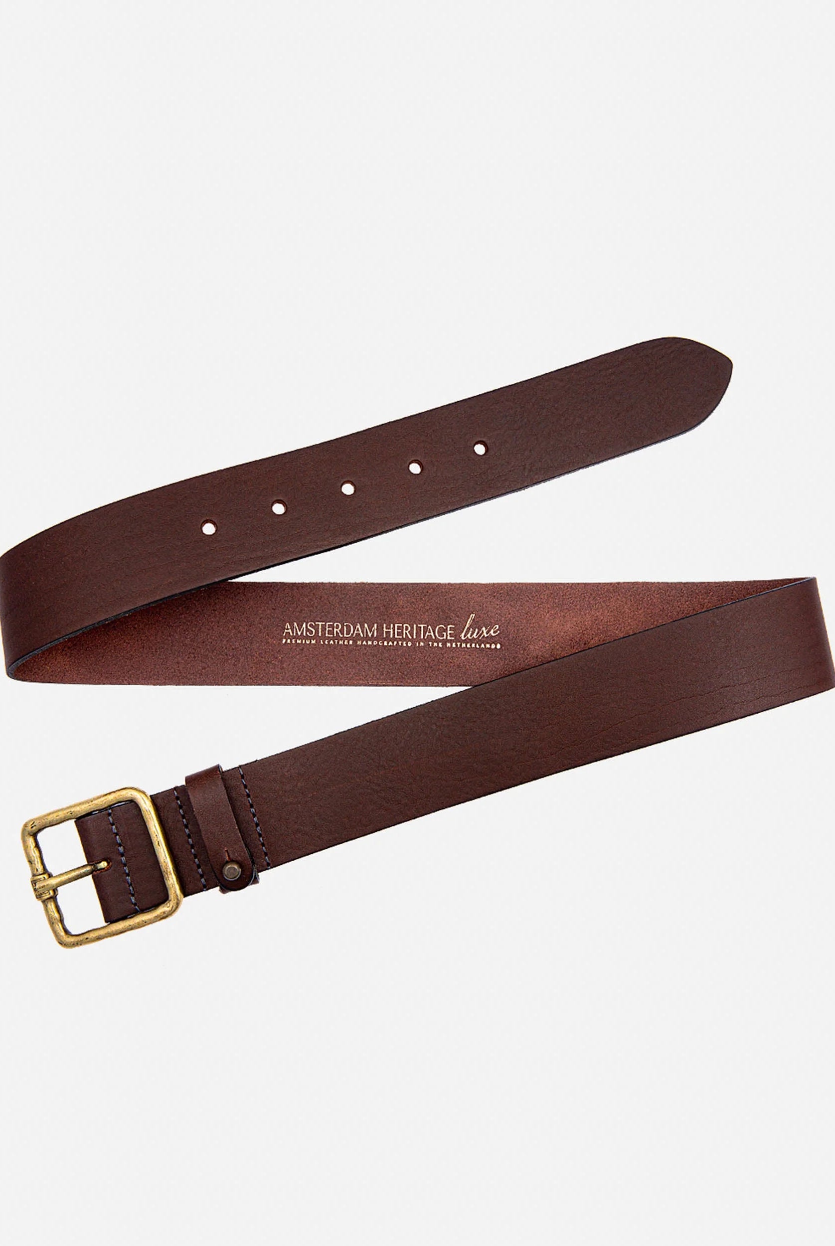 Amsterdam Heritage Kaya Brown Vintage Gold Square Buckle Leather Belt-Belts-Amsterdam Heritage-Deja Nu Boutique, Women's Fashion Boutique in Lampasas, Texas