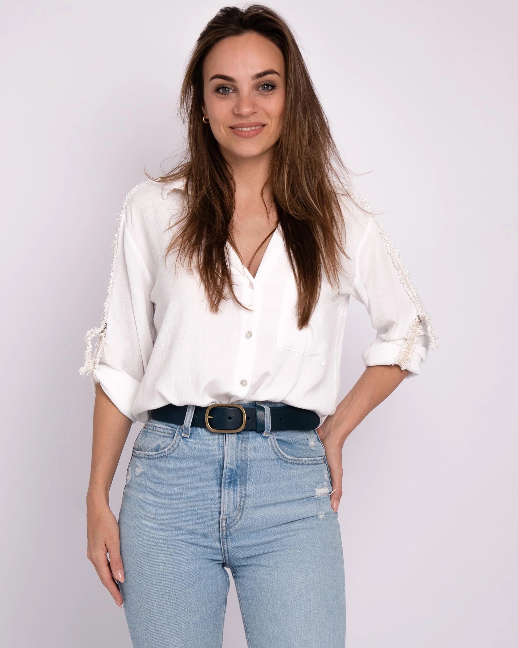 Amsterdam Heritage Marin Navy Statement Buckle Leather Belt-Belts-Amsterdam Heritage-Deja Nu Boutique, Women's Fashion Boutique in Lampasas, Texas