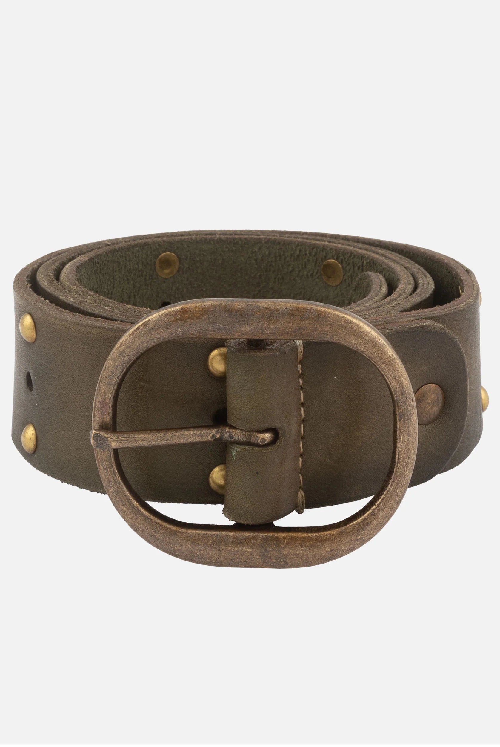Amsterdam Heritage Olive Devi Antique Brass-Accented Leather Belt-Belts-Amsterdam Heritage-Deja Nu Boutique, Women's Fashion Boutique in Lampasas, Texas