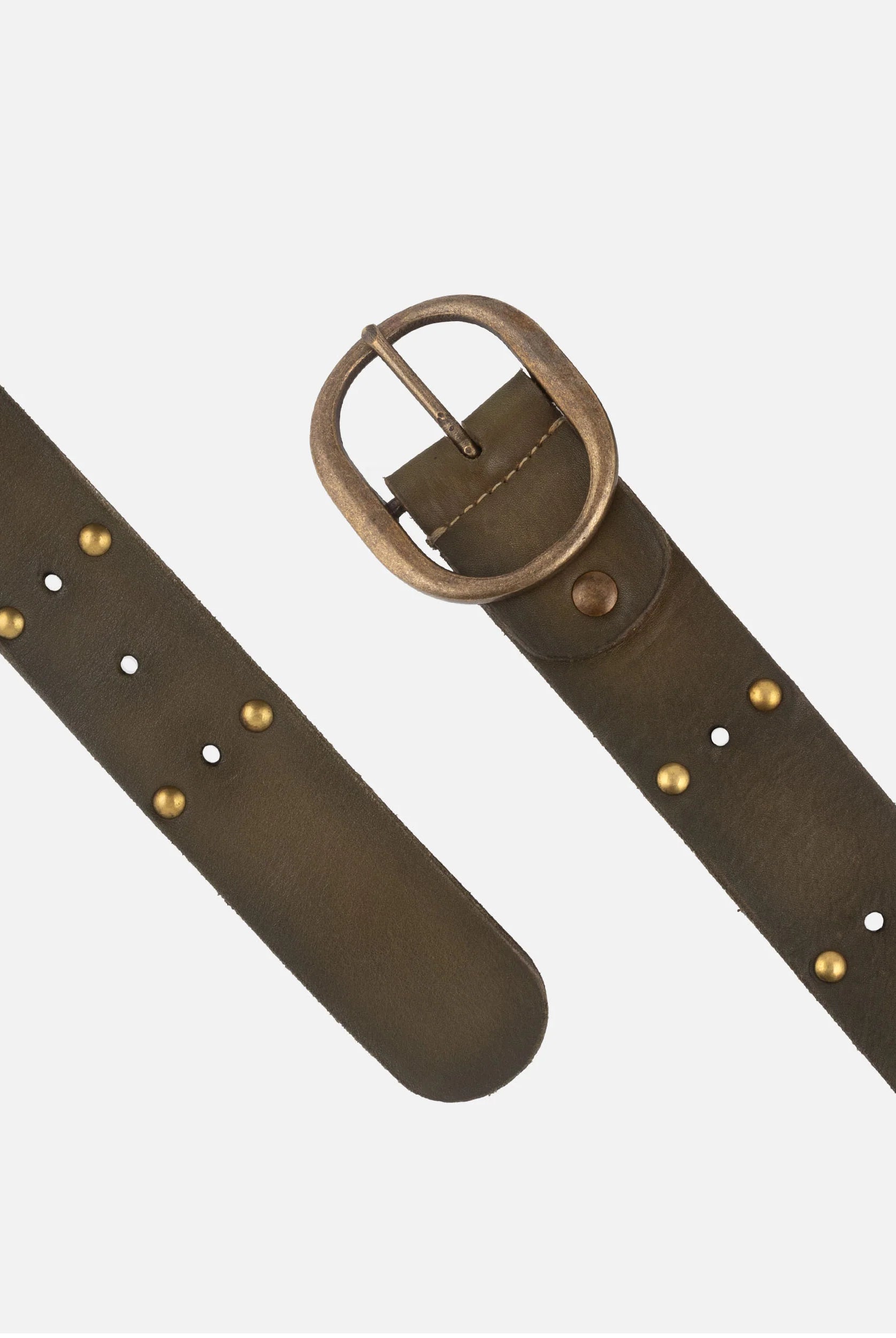 Amsterdam Heritage Olive Devi Antique Brass-Accented Leather Belt-Belts-Amsterdam Heritage-Deja Nu Boutique, Women's Fashion Boutique in Lampasas, Texas